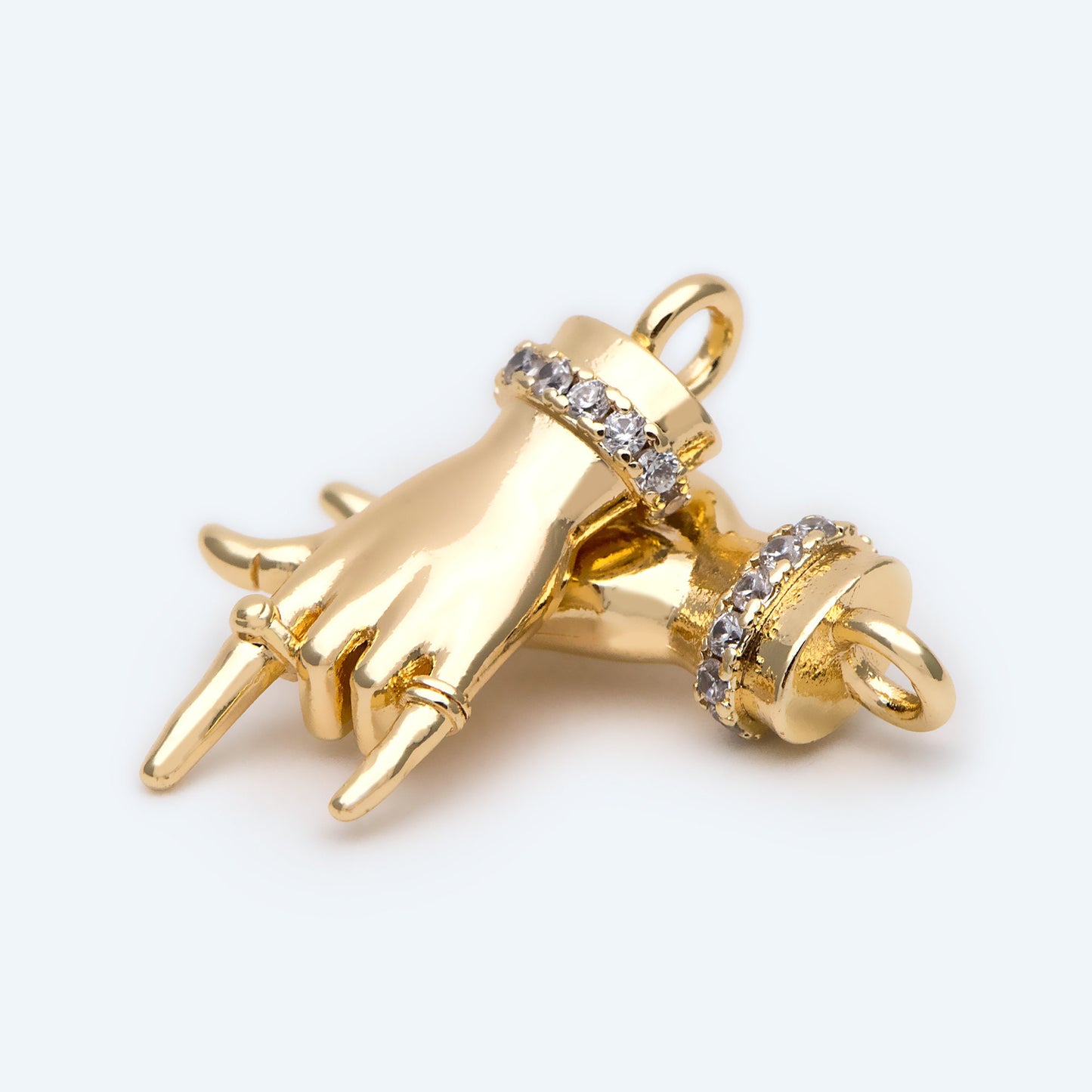 4pcs CZ Pave Gold Hand Charm, Earring Charm, Jewelry Making, Diy Material, Jewelry Supplies (GB-4156-A)