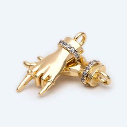 4pcs CZ Pave Gold Hand Charm, Earring Charm, Jewelry Making, Diy Material, Jewelry Supplies (GB-4156-A)