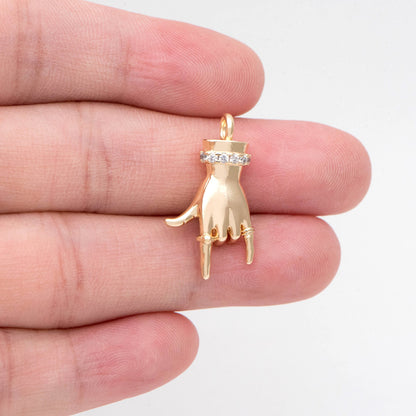 4pcs CZ Pave Gold Hand Charm, Earring Charm, Jewelry Making, Diy Material, Jewelry Supplies (GB-4156-A)