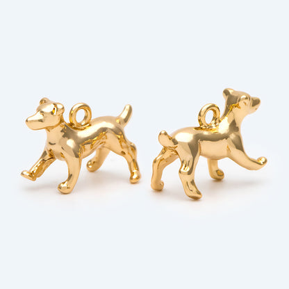 10pcs Gold 3D Dog Charm, 18x12mm, Jewelry Making, Diy Material, Jewelry Supplies (GB-2668-D)