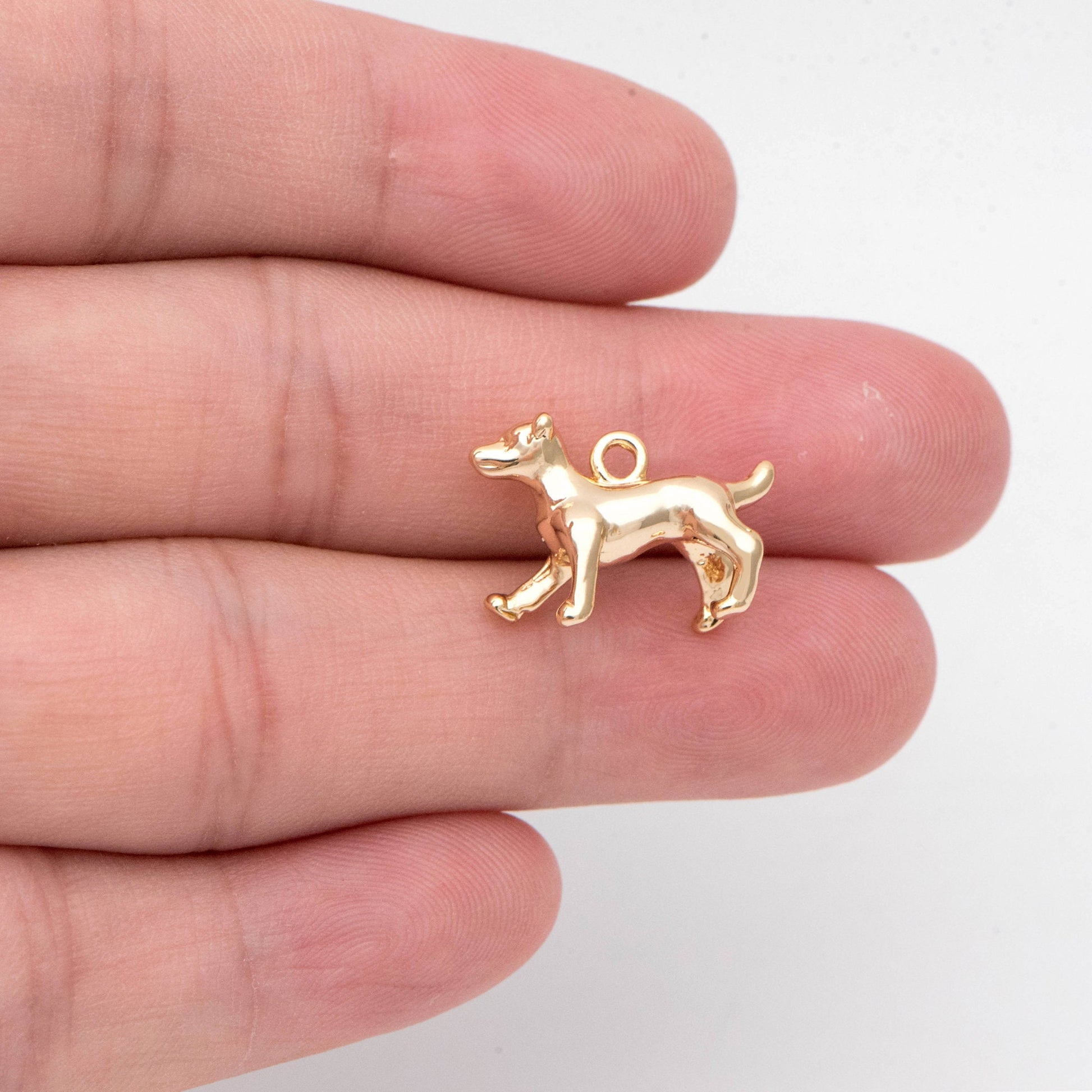10pcs Gold 3D Dog Charm, 18x12mm, Jewelry Making, Diy Material, Jewelry Supplies (GB-2668-D)