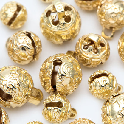 10pcs Gold Carved Star Sky Tinkle Bell, Jingle Bell, Dangle Charms Pendants (GB-2545)