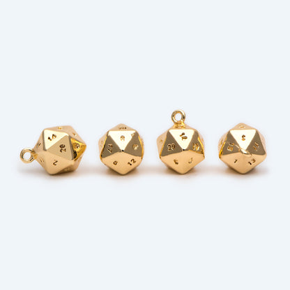10pcs Gold/ Silver tone Dice Pendant, Polyhedron Pendant, Square Faceted Necklace, Metal Dice Necklace, Dice Charm (GB-2554)