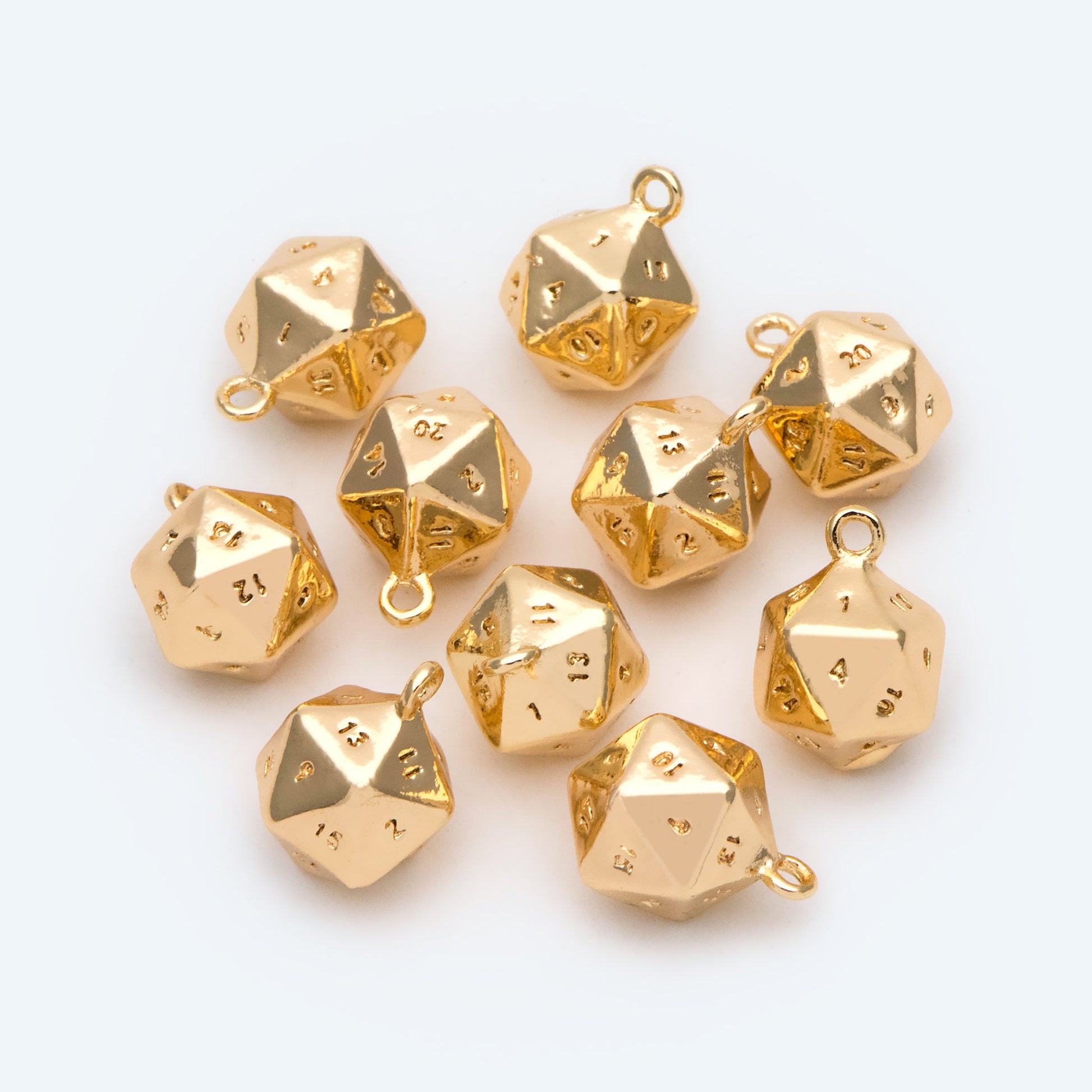 10pcs Gold/ Silver tone Dice Pendant, Polyhedron Pendant, Square Faceted Necklace, Metal Dice Necklace, Dice Charm (GB-2554)