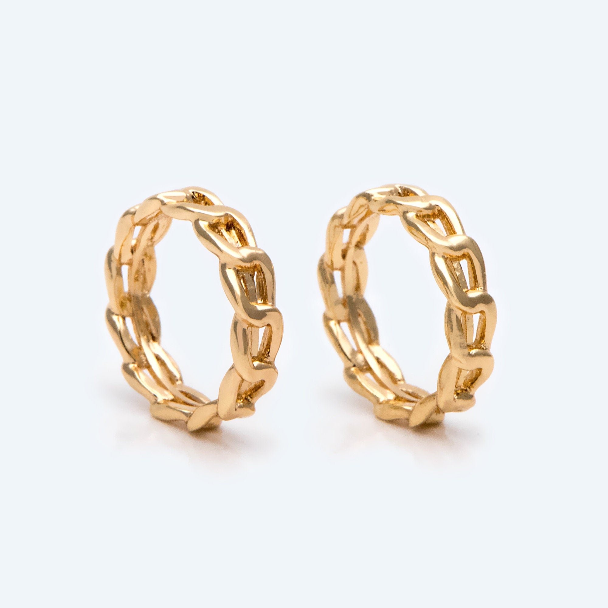 10pcs Gold Ring Charm 12mm, 18K Gold plated Brass, Chain Hoop Charm (GB-2557)