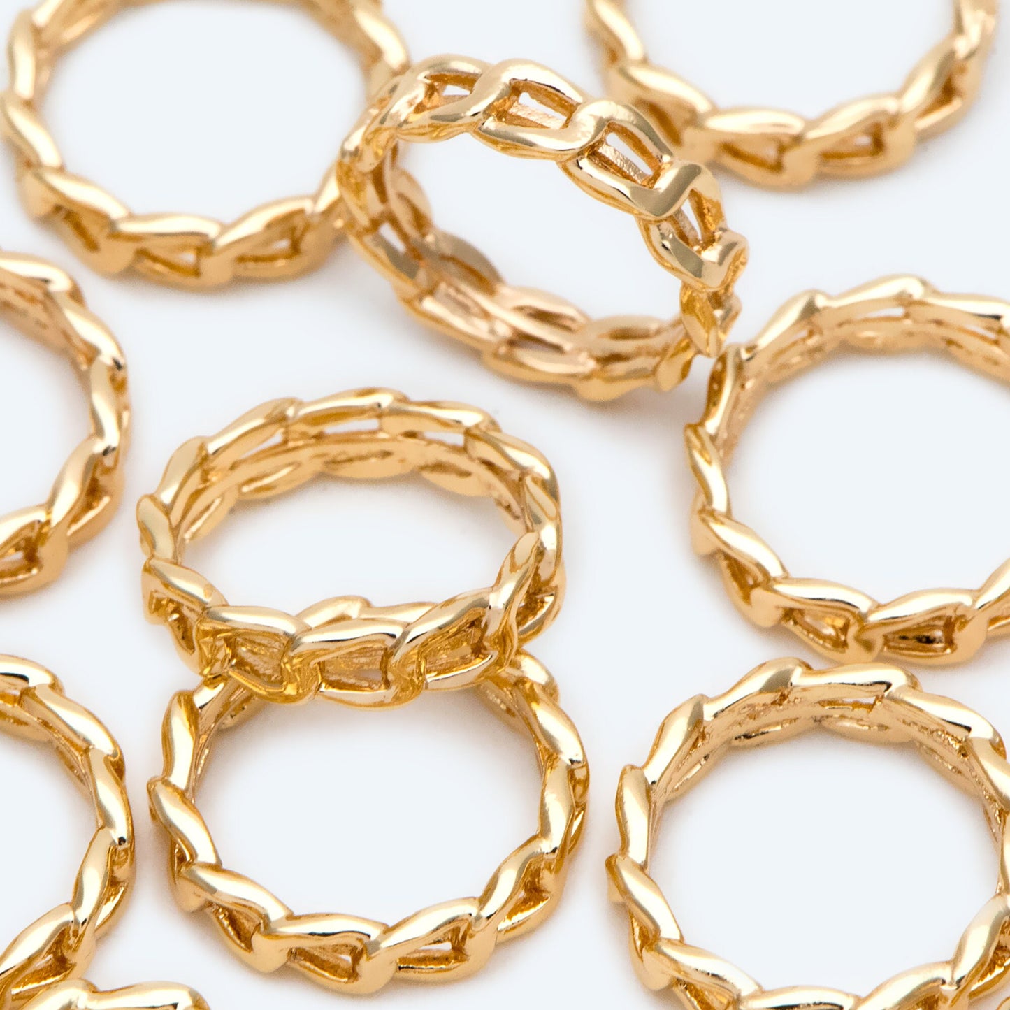 10pcs Gold Ring Charm 12mm, 18K Gold plated Brass, Chain Hoop Charm (GB-2557)