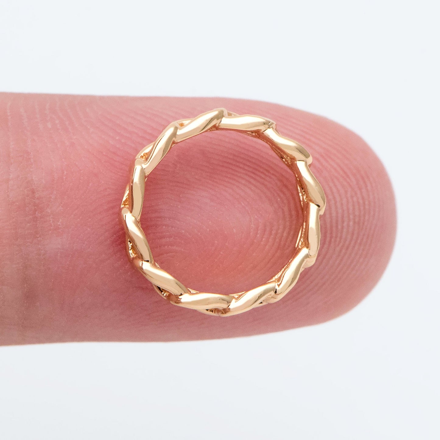 10pcs Gold Ring Charm 12mm, 18K Gold plated Brass, Chain Hoop Charm (GB-2557)