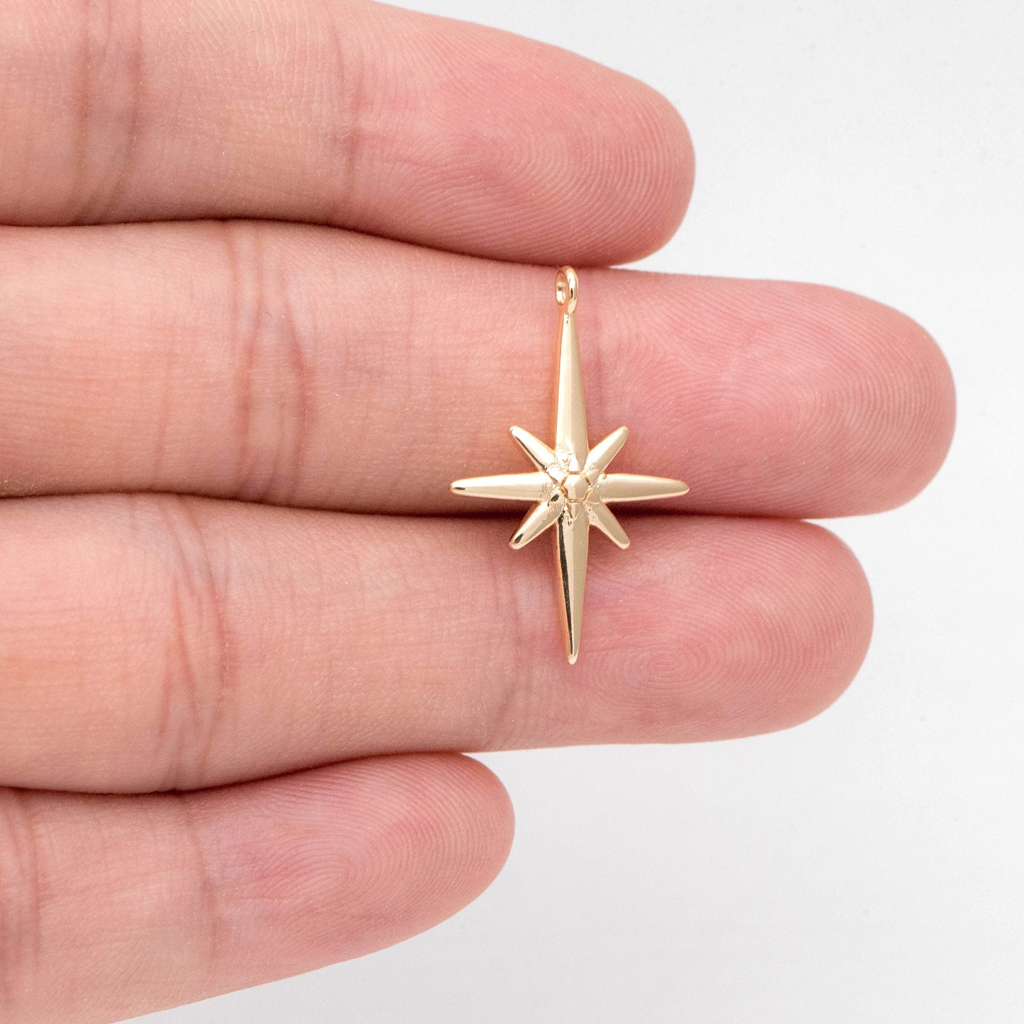 10pcs North Star Charms 23x15mm, Star Pendants, 18K Gold plated Brass (GB-2574)