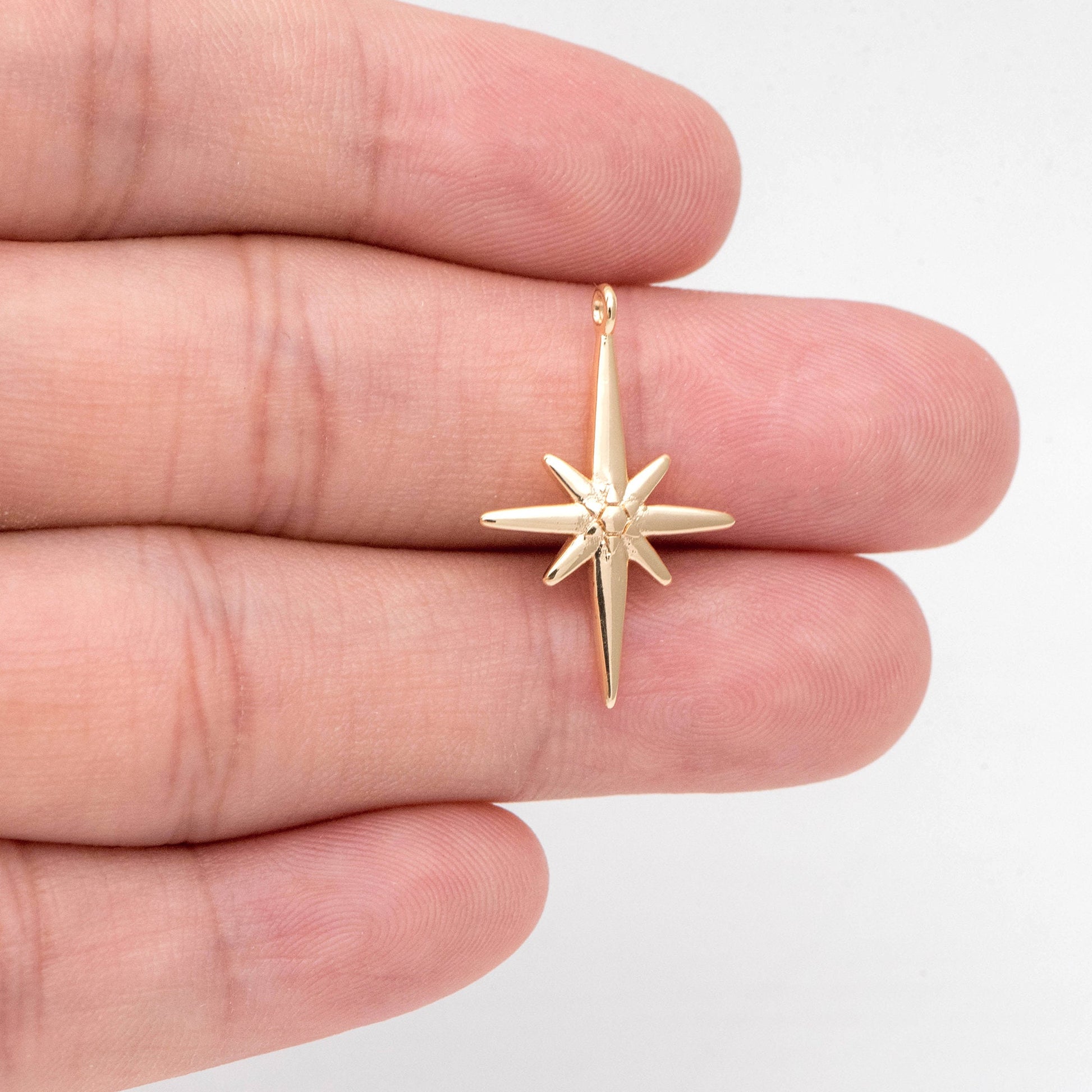 10pcs North Star Charms 23x15mm, Star Pendants, 18K Gold plated Brass (GB-2574)