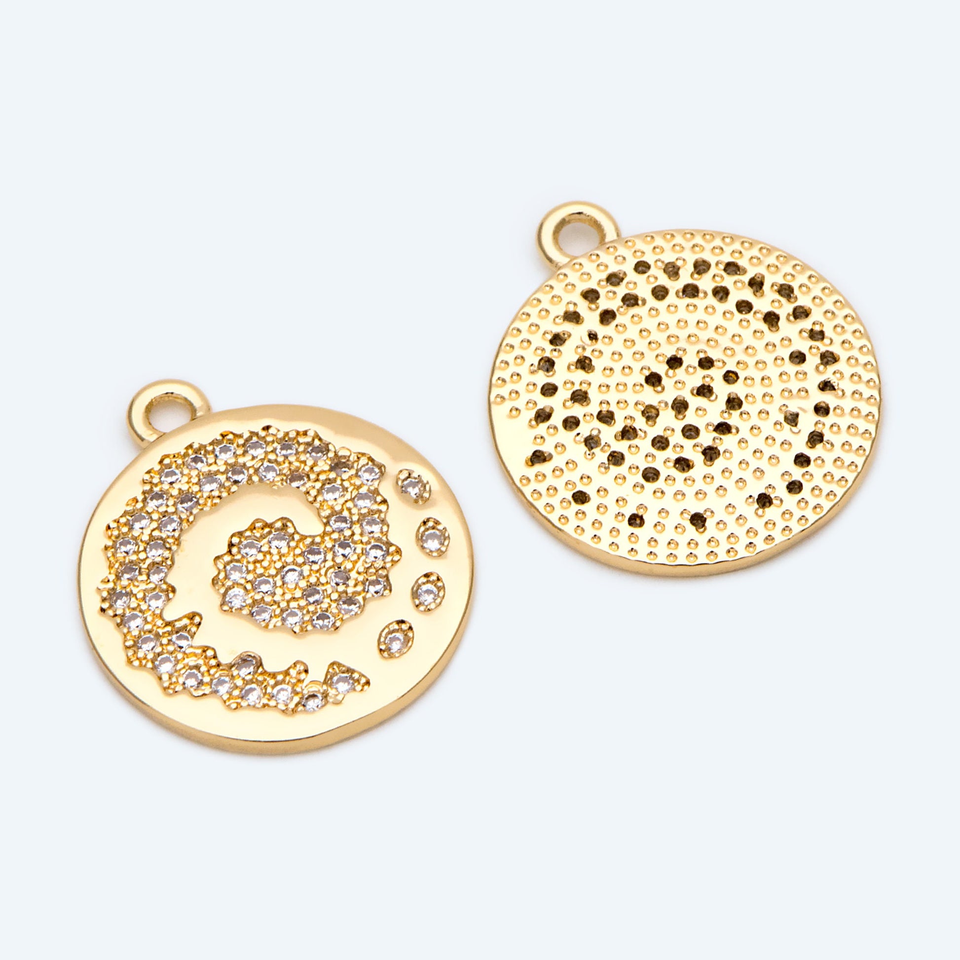 4pcs CZ Pave Gold Vortex Charms, Earring Findings, Jewelry Making, Diy Material, Jewelry Supplies (GB-1872-A)