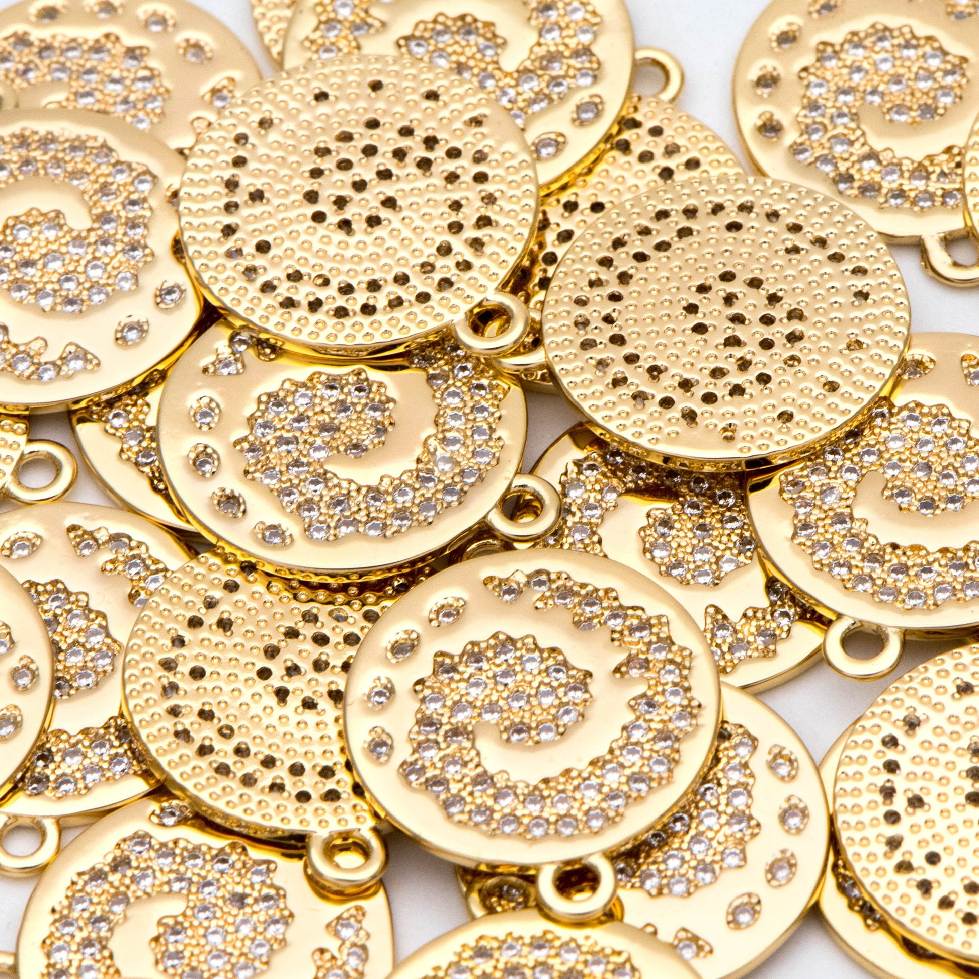 4pcs CZ Pave Gold Vortex Charms, Earring Findings, Jewelry Making, Diy Material, Jewelry Supplies (GB-1872-A)