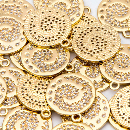 4pcs CZ Pave Gold Vortex Charms, Earring Findings, Jewelry Making, Diy Material, Jewelry Supplies (GB-1872-A)