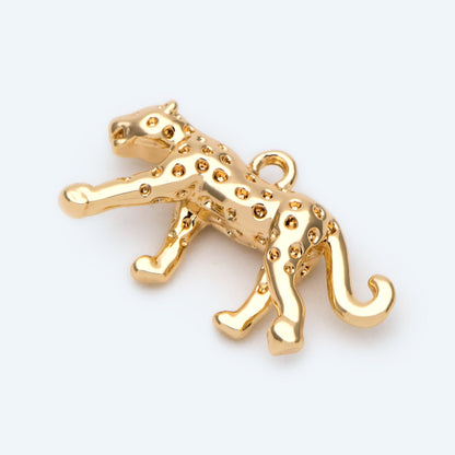 10pcs Gold Tiny Glossy Leopard Charm, Jewelry Making, Diy Material, Jewelry Supplies (GB-2707-B)