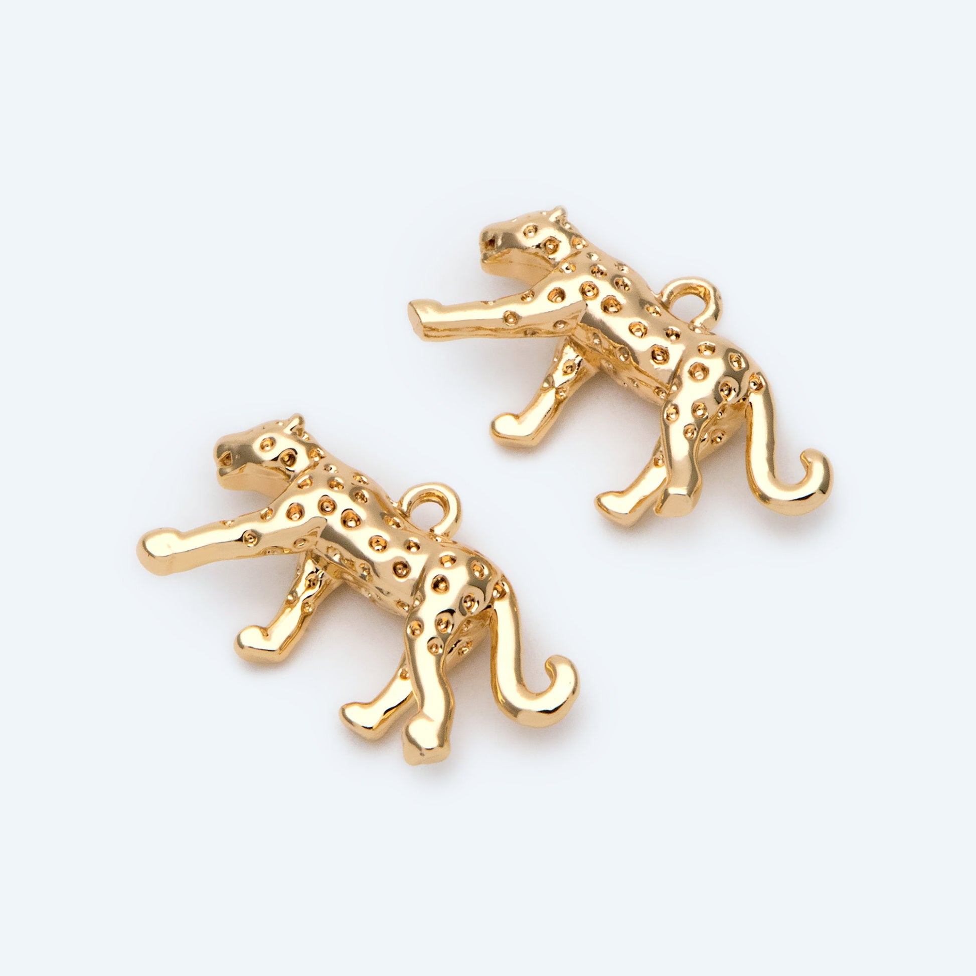 10pcs Gold Tiny Glossy Leopard Charm, Jewelry Making, Diy Material, Jewelry Supplies (GB-2707-B)