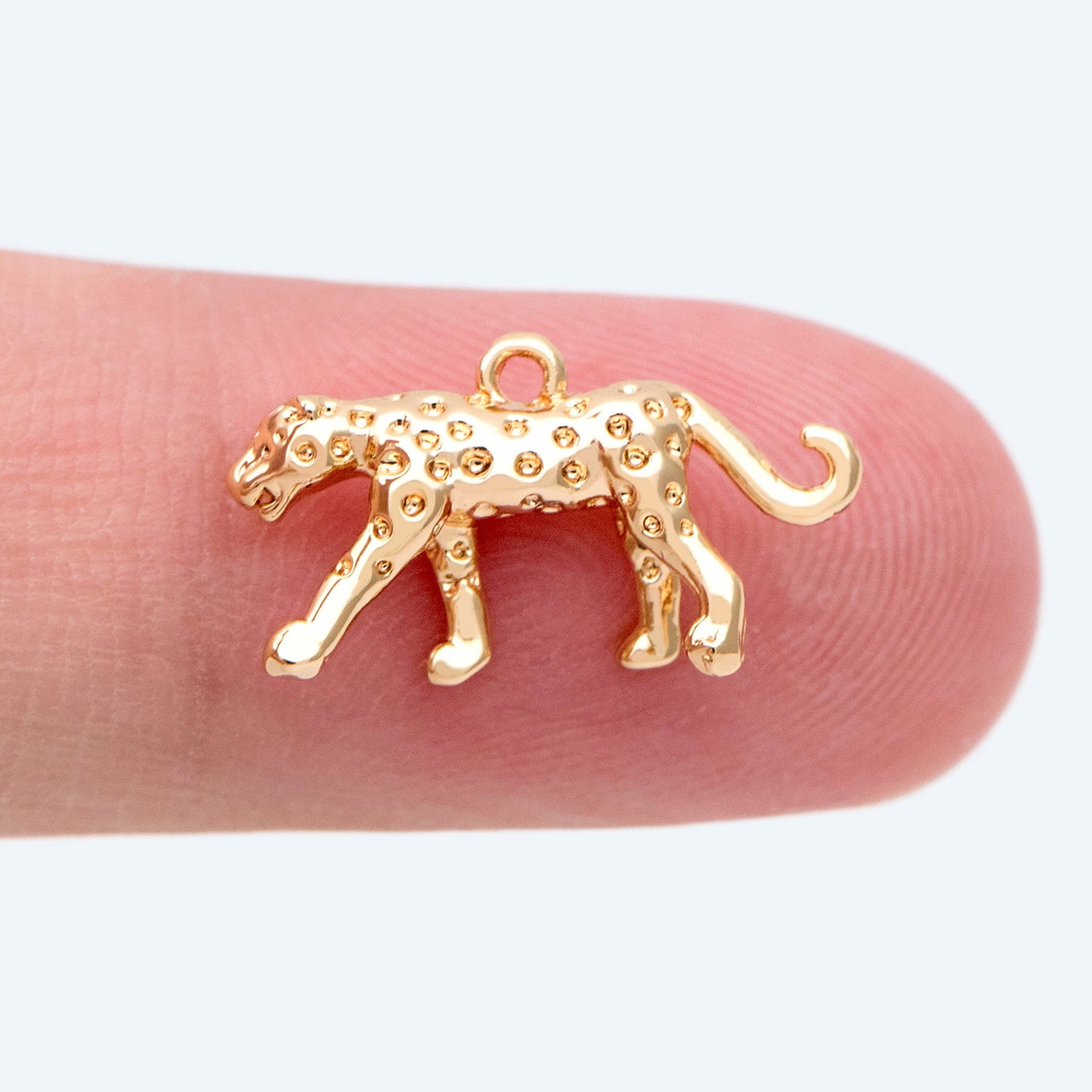 10pcs Gold Tiny Glossy Leopard Charm, Jewelry Making, Diy Material, Jewelry Supplies (GB-2707-B)