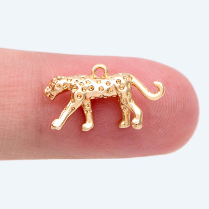 10pcs Gold Tiny Glossy Leopard Charm, Jewelry Making, Diy Material, Jewelry Supplies (GB-2707-B)