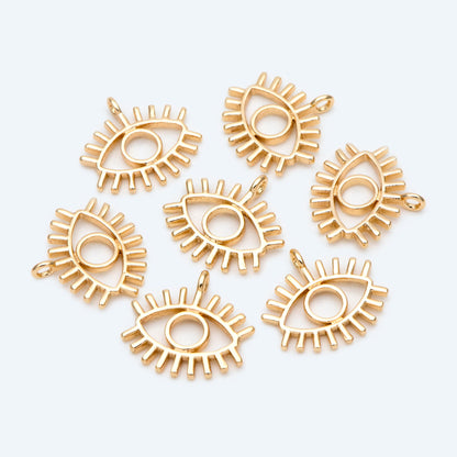 4pcs Evil Eye Charm, Real Gold plated Brass Eye Charms, Eye Pendants (GB-1819-K)