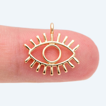 4pcs Evil Eye Charm, Real Gold plated Brass Eye Charms, Eye Pendants (GB-1819-K)