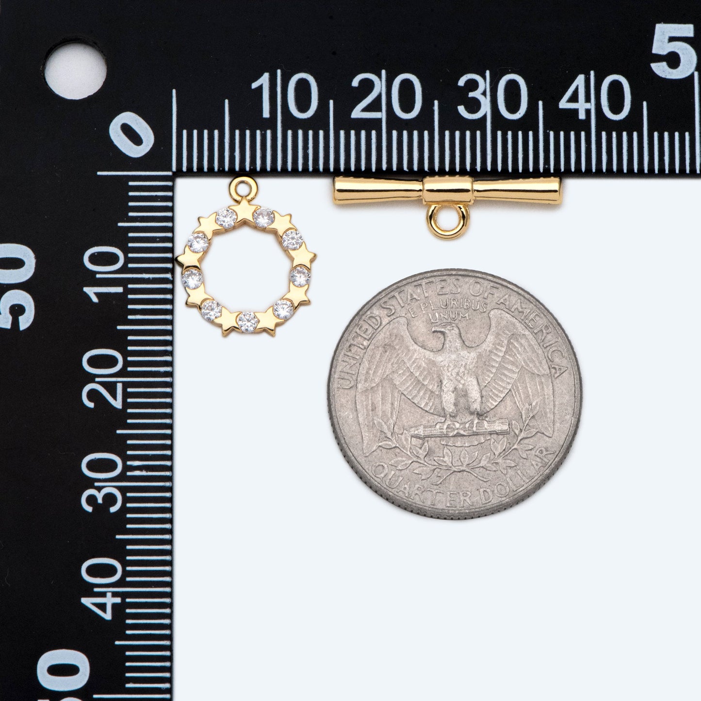 4 sets CZ Pave Toggle Clasp, Jewelry Clasp, 18K Gold Plated, Close Clasp (GB-3544-F)