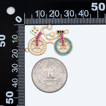 4pcs Gold Bicycle Connectors, Bicycle pendant, Jewelry Findings, Wholesale Supplies (GB-2582)