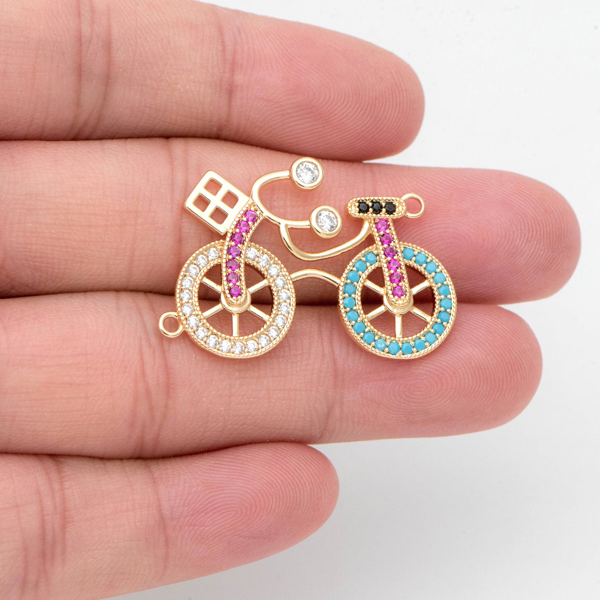 4pcs Gold Bicycle Connectors, Bicycle pendant, Jewelry Findings, Wholesale Supplies (GB-2582)
