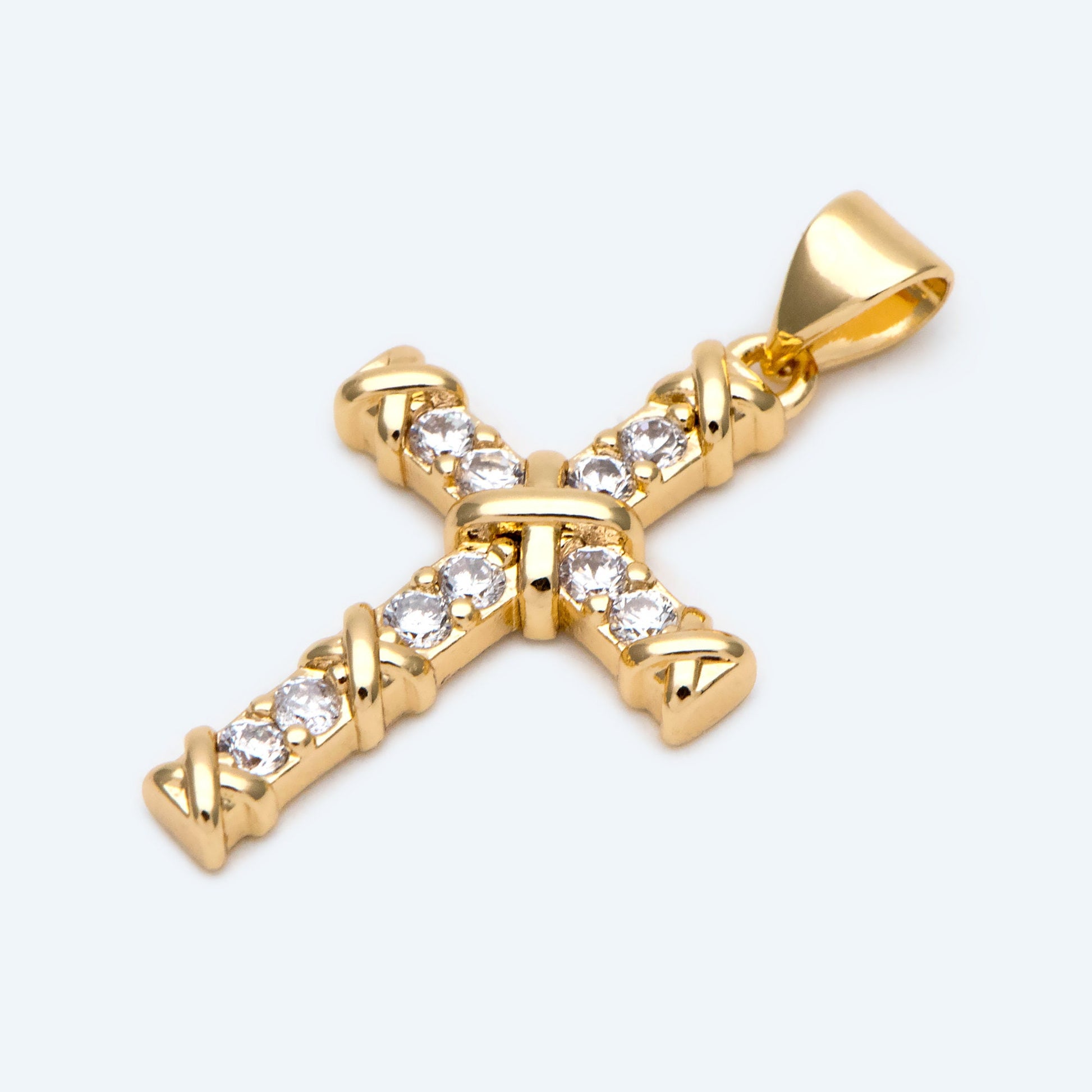 4pcs Cubic Cross Pendant, CZ Pendant, Jesus Pendant, Earrings pendant, Bracelet Charm, Necklace Pendant (GB-2288-J)