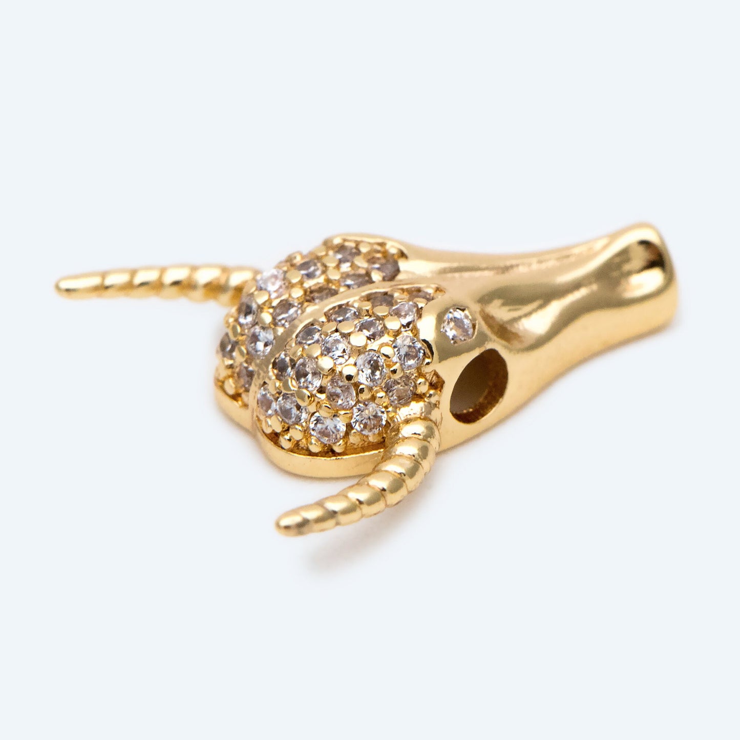 4pcs CZ Pave Gold OX Head Charm, Real Gold plated Brass, Jewelry Supply (GB-3616-C)