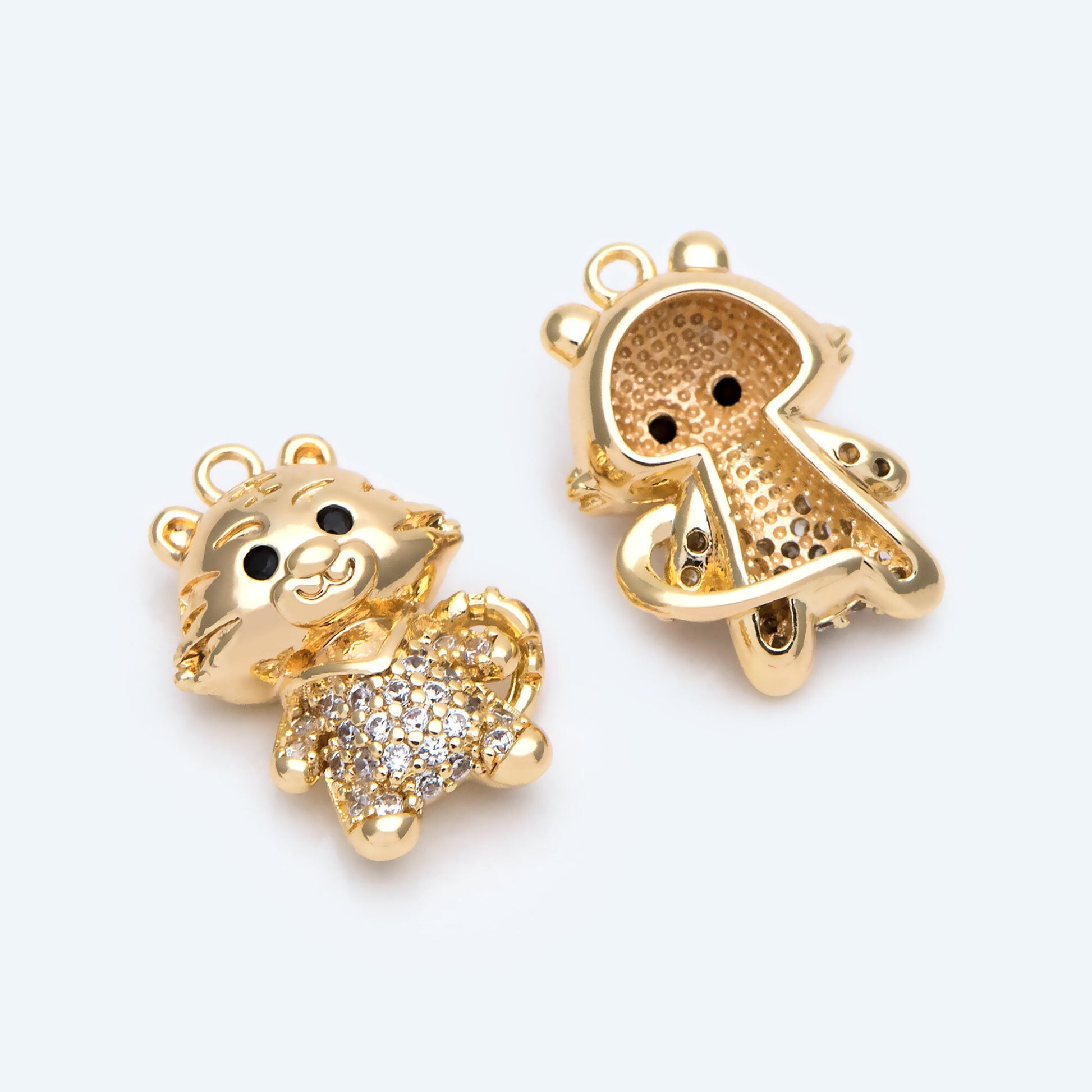 4pcs Gold Cartoon Style Tiger Charm Pendant, 2022 Chinese zodiac sign, Jewelry Making, Diy Material, Jewelry Supplies (GB-2074-C)