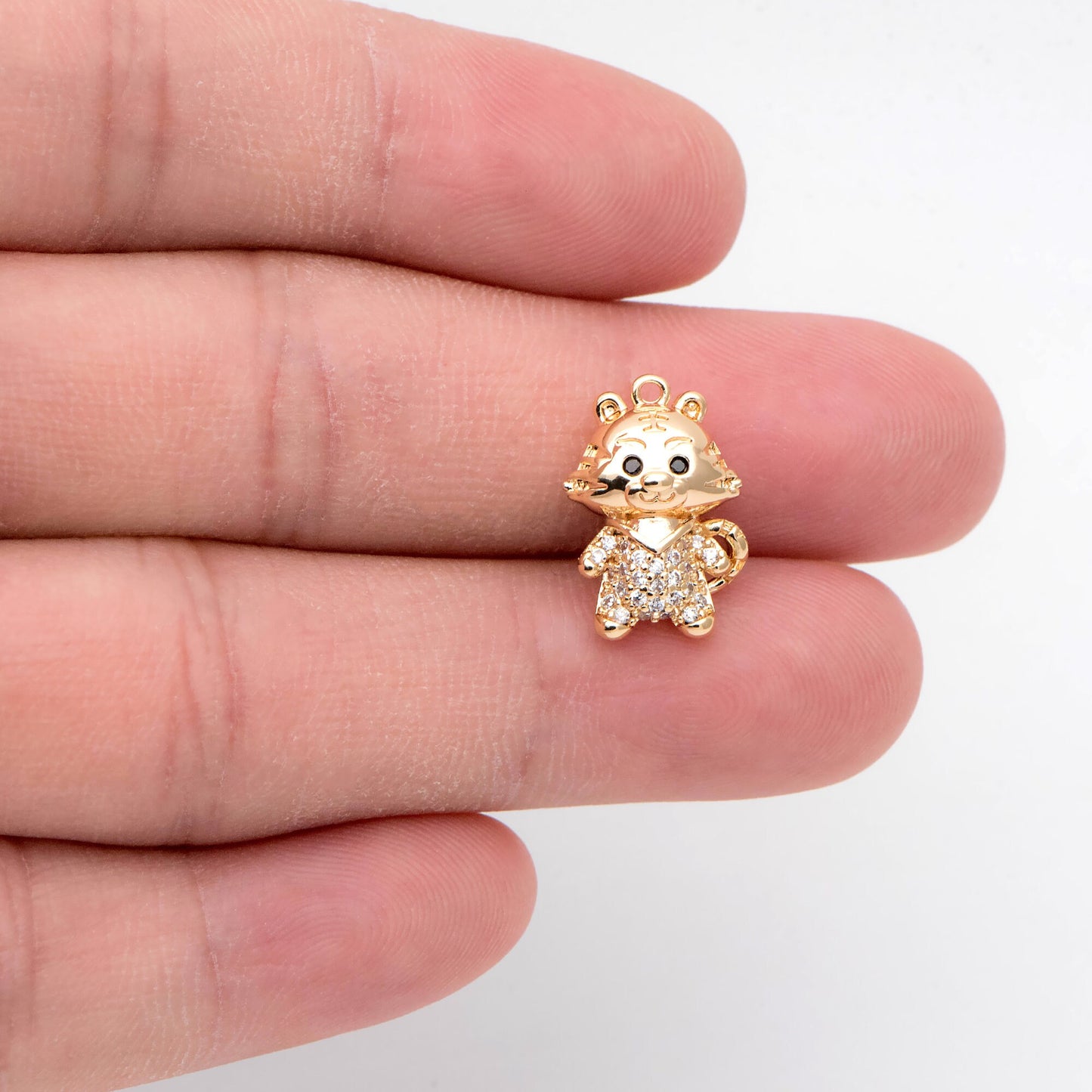 4pcs Gold Cartoon Style Tiger Charm Pendant, 2022 Chinese zodiac sign, Jewelry Making, Diy Material, Jewelry Supplies (GB-2074-C)