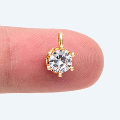 10pcs Gold Crown Charms with CZ Diamond, Jewelry Wholesale, Diy Material, Jewelry Supplies (GB-2591)