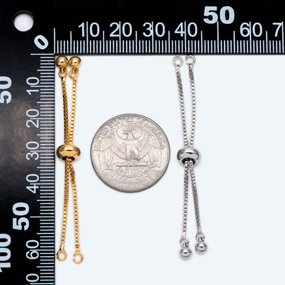 10pcs Gold/ Silver Sliding Adjustable Bracelet Making Chains, Half-finished Bracelet with Rubber Stopper Beads (GB-269-A)
