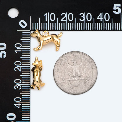 10pcs Gold 3D Dog Charm, 18x12mm, Jewelry Making, Diy Material, Jewelry Supplies (GB-2668-D)