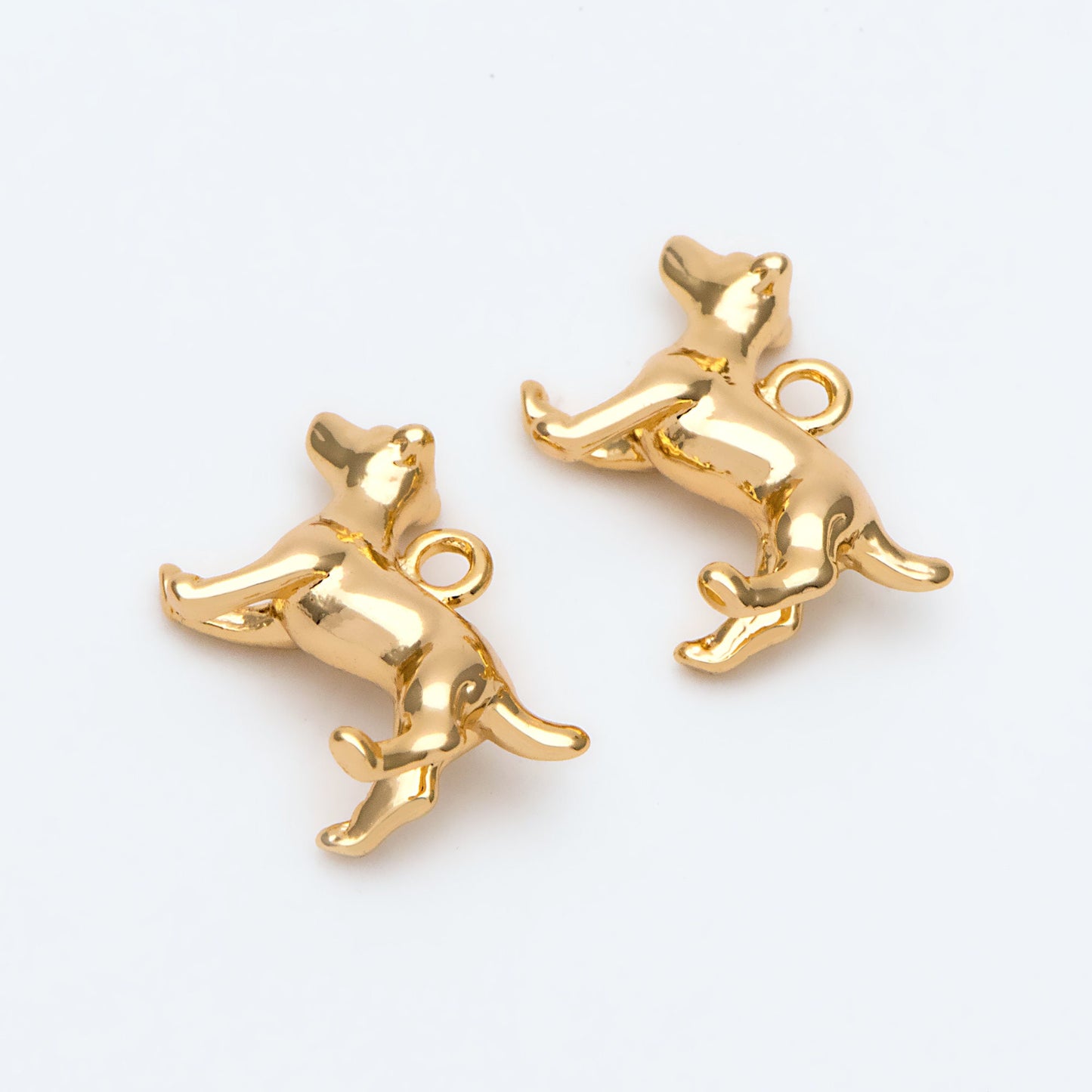 10pcs Gold 3D Dog Charm, 18x12mm, Jewelry Making, Diy Material, Jewelry Supplies (GB-2668-D)