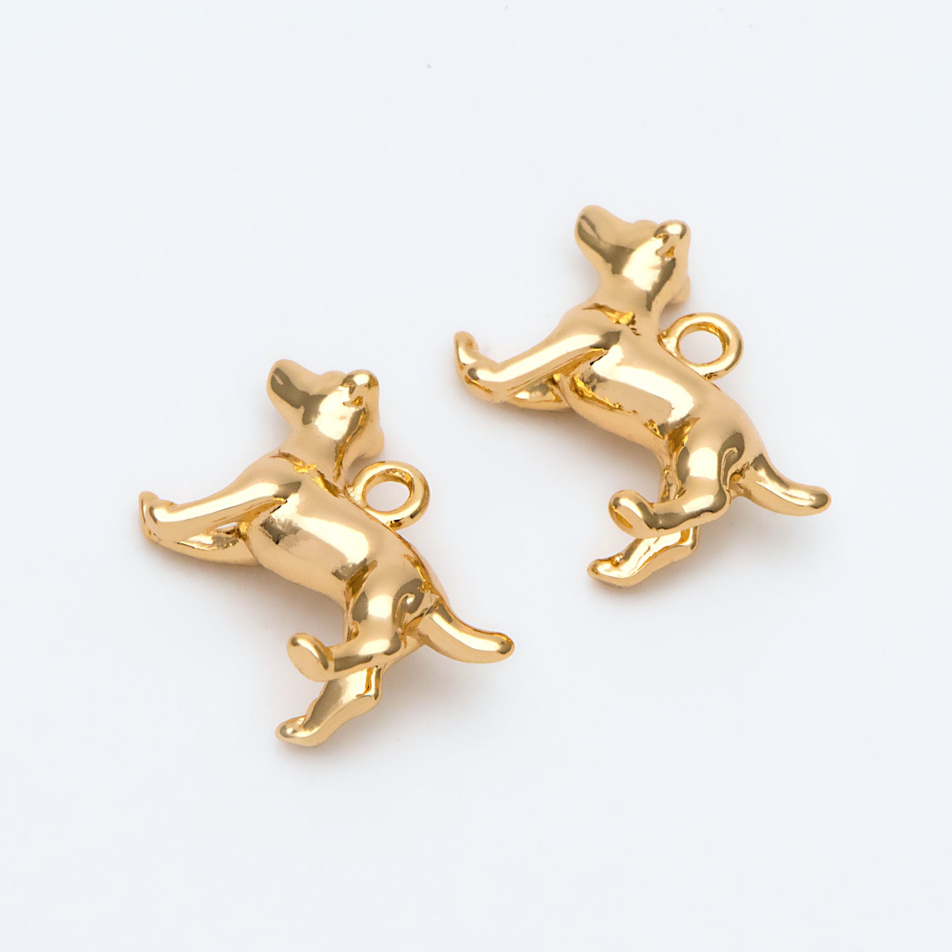 10pcs Gold 3D Dog Charm, 18x12mm, Jewelry Making, Diy Material, Jewelry Supplies (GB-2668-D)