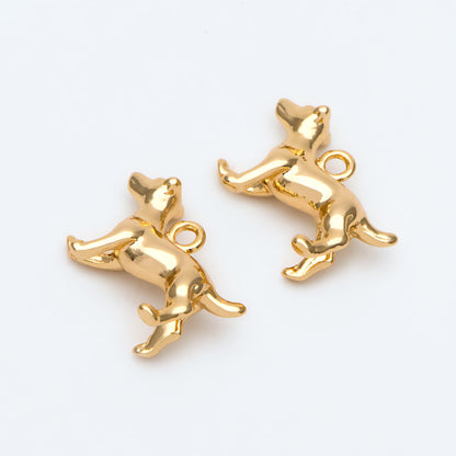 10pcs Gold 3D Dog Charm, 18x12mm, Jewelry Making, Diy Material, Jewelry Supplies (GB-2668-D)