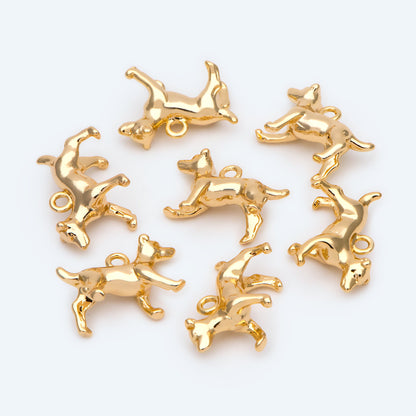10pcs Gold 3D Dog Charm, 18x12mm, Jewelry Making, Diy Material, Jewelry Supplies (GB-2668-D)