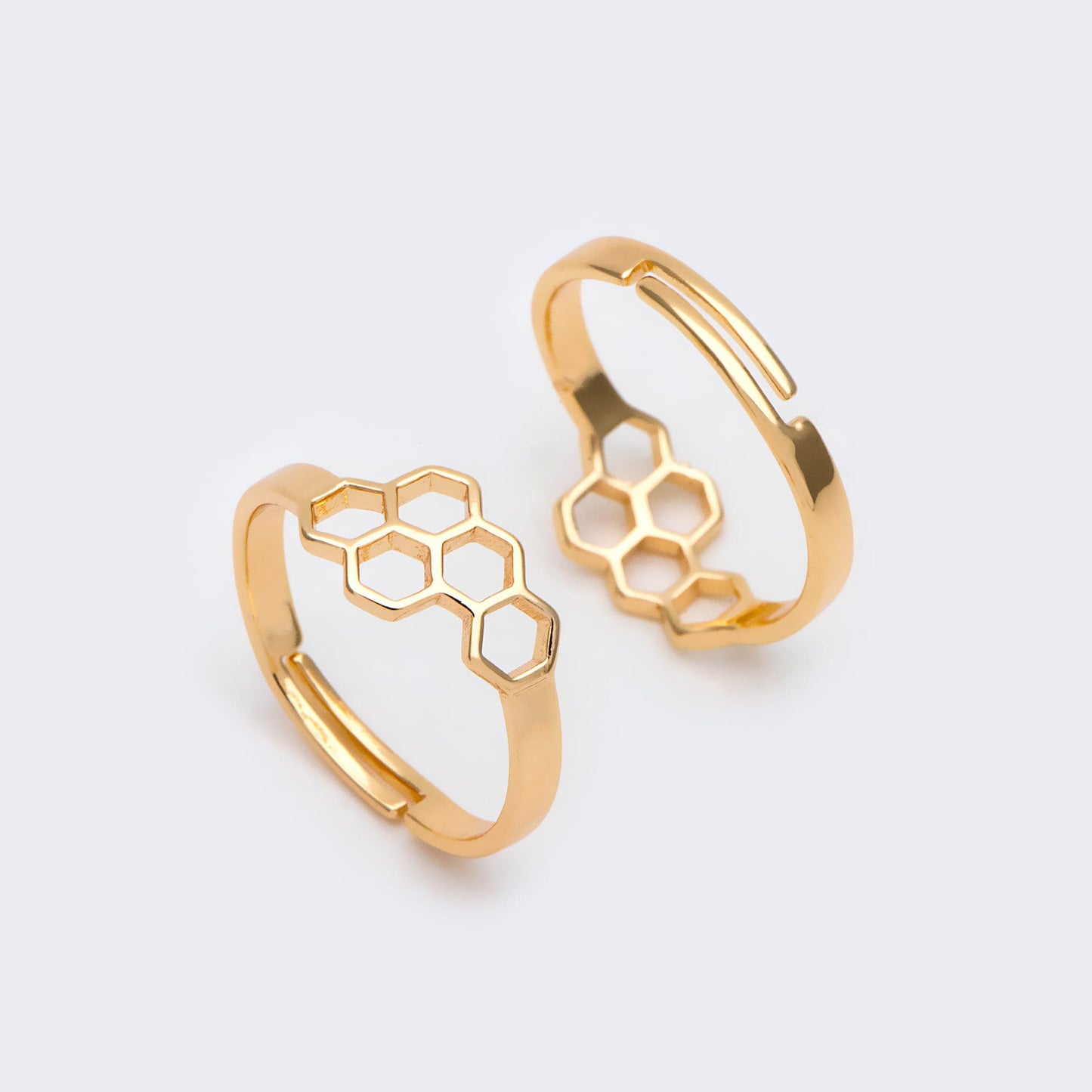 4pcs Adjustable 18K Gold Plated Honeycomb Finger Rings (GB-2566)
