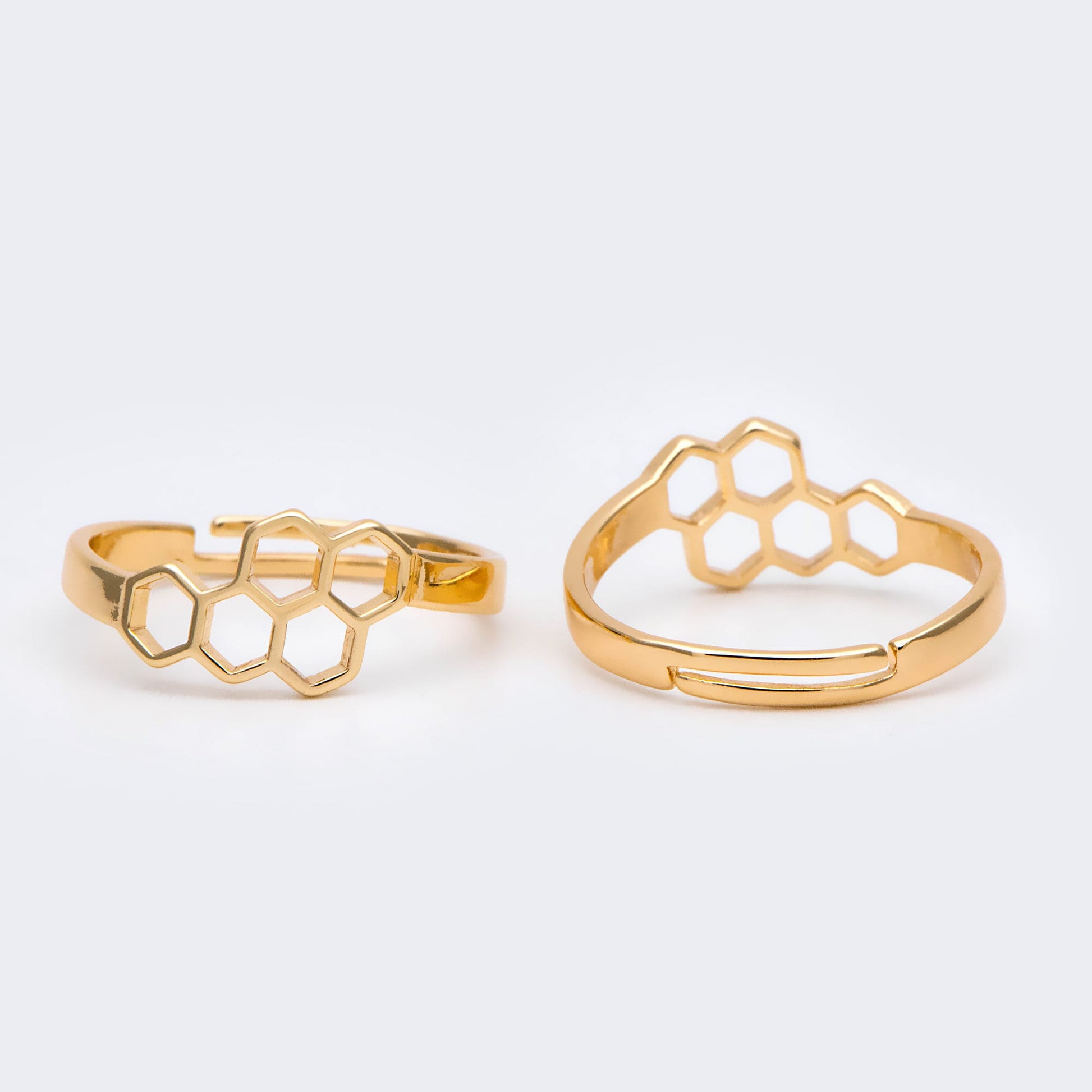 4pcs Adjustable 18K Gold Plated Honeycomb Finger Rings (GB-2566)