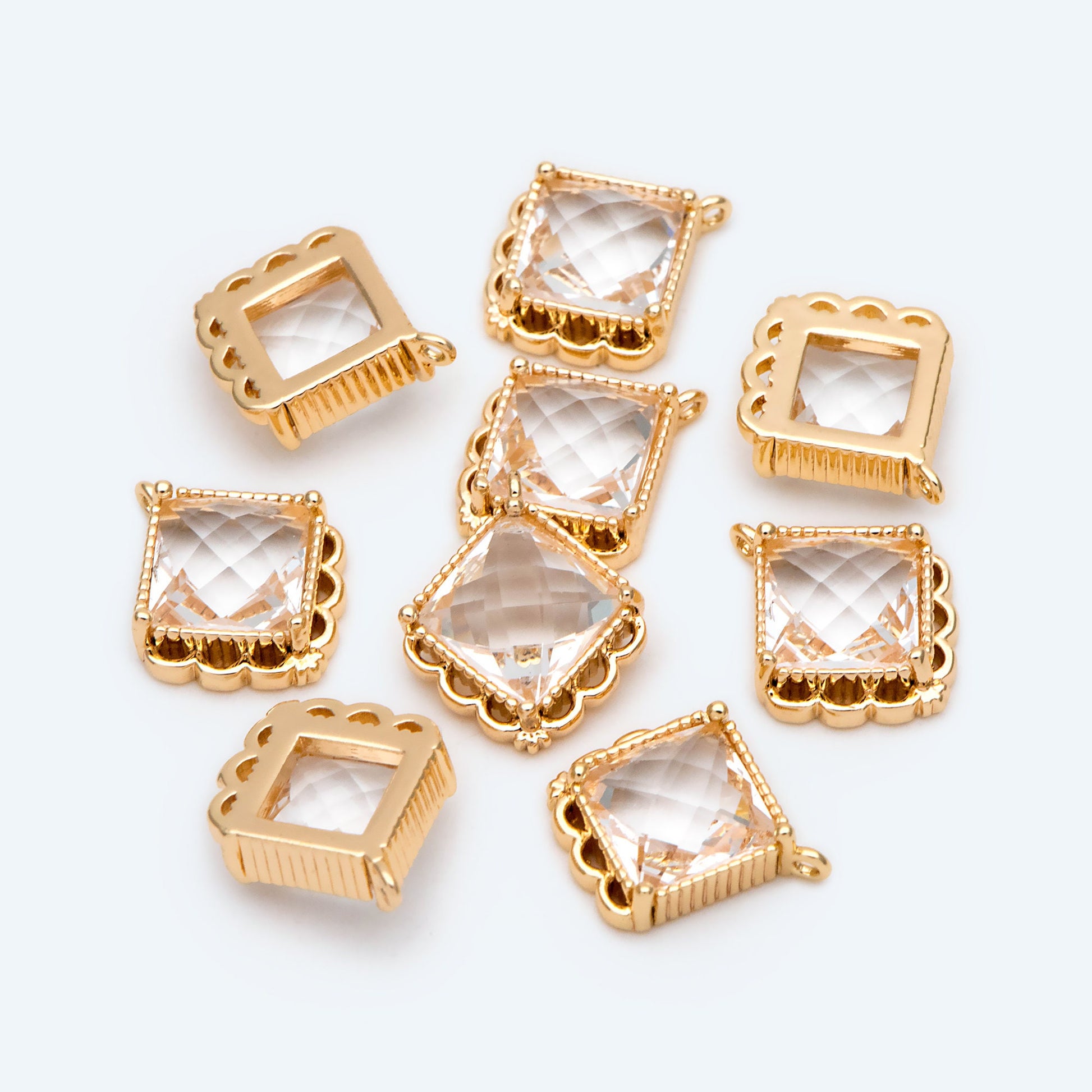 4pcs Gold Square Charm, Earring Findings, Jewelry Making, Diy Material, Jewelry Supplies (GB-2598-A)