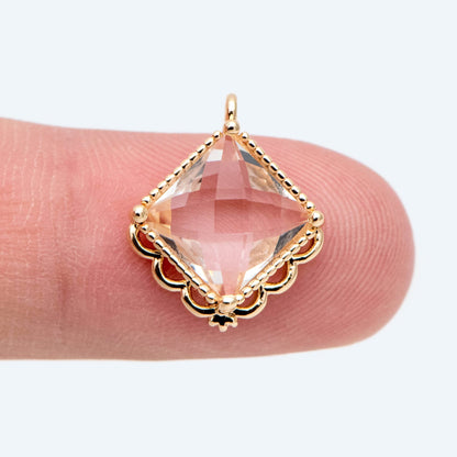 4pcs Gold Square Charm, Earring Findings, Jewelry Making, Diy Material, Jewelry Supplies (GB-2598-A)