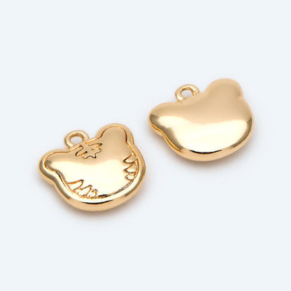 10pcs Gold Tiger Charm Pendant, 2022 Chinese zodiac sign, Jewelry Making, Diy Material, Jewelry Supplies (GB-2599)