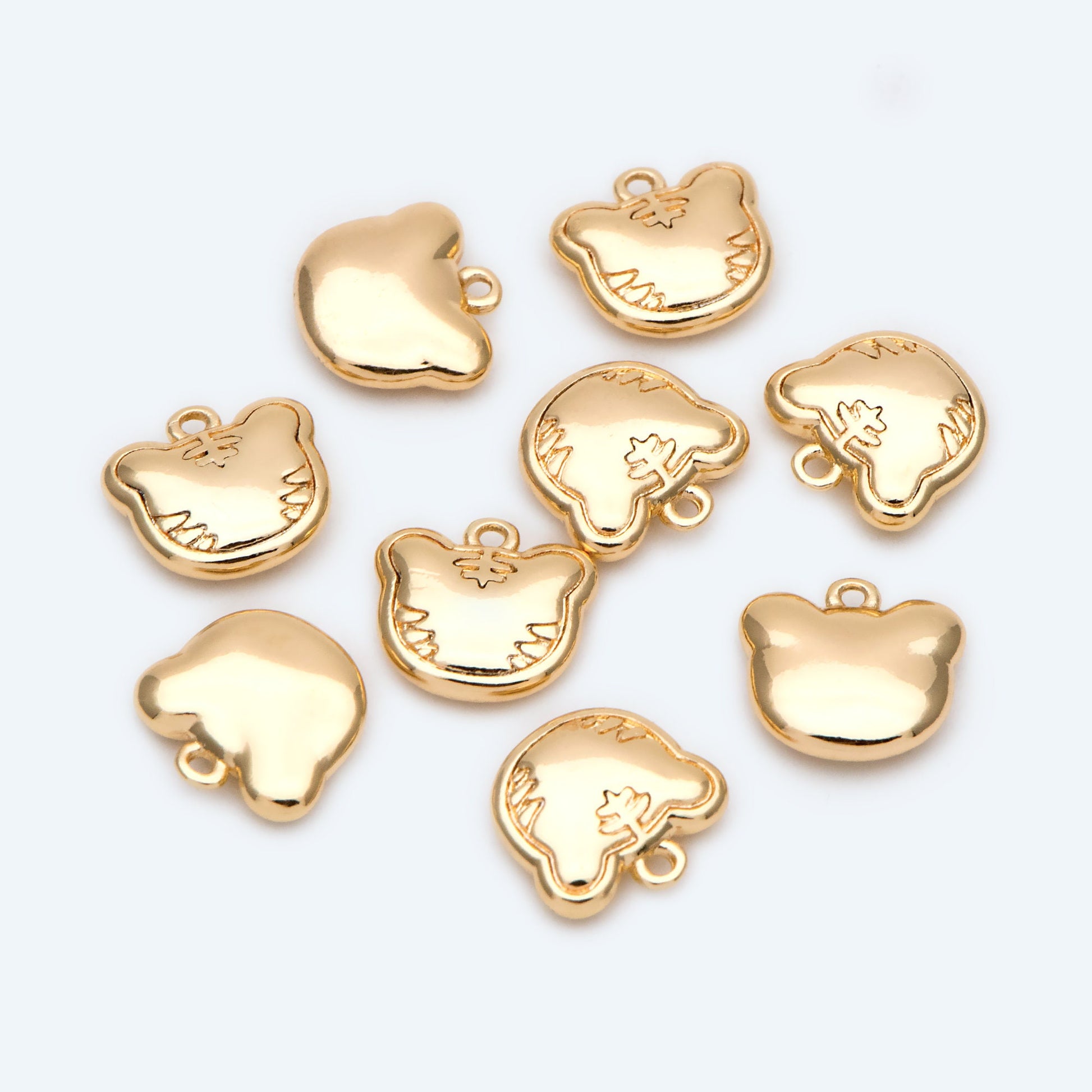 10pcs Gold Tiger Charm Pendant, 2022 Chinese zodiac sign, Jewelry Making, Diy Material, Jewelry Supplies (GB-2599)