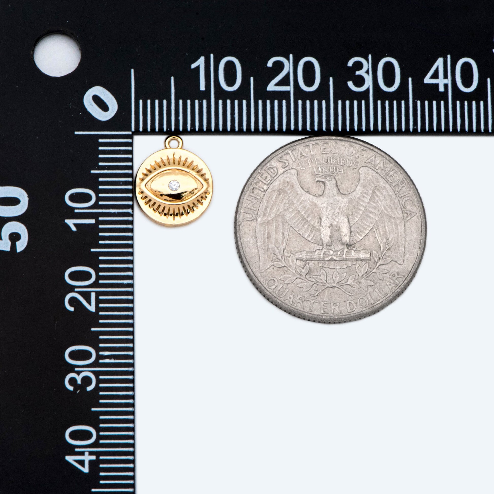 10pcs CZ Pave Gold Evil Eyes Charm, 18K Gold plated Brass, Round Evil Eyes Charm Pendants (GB-2601)