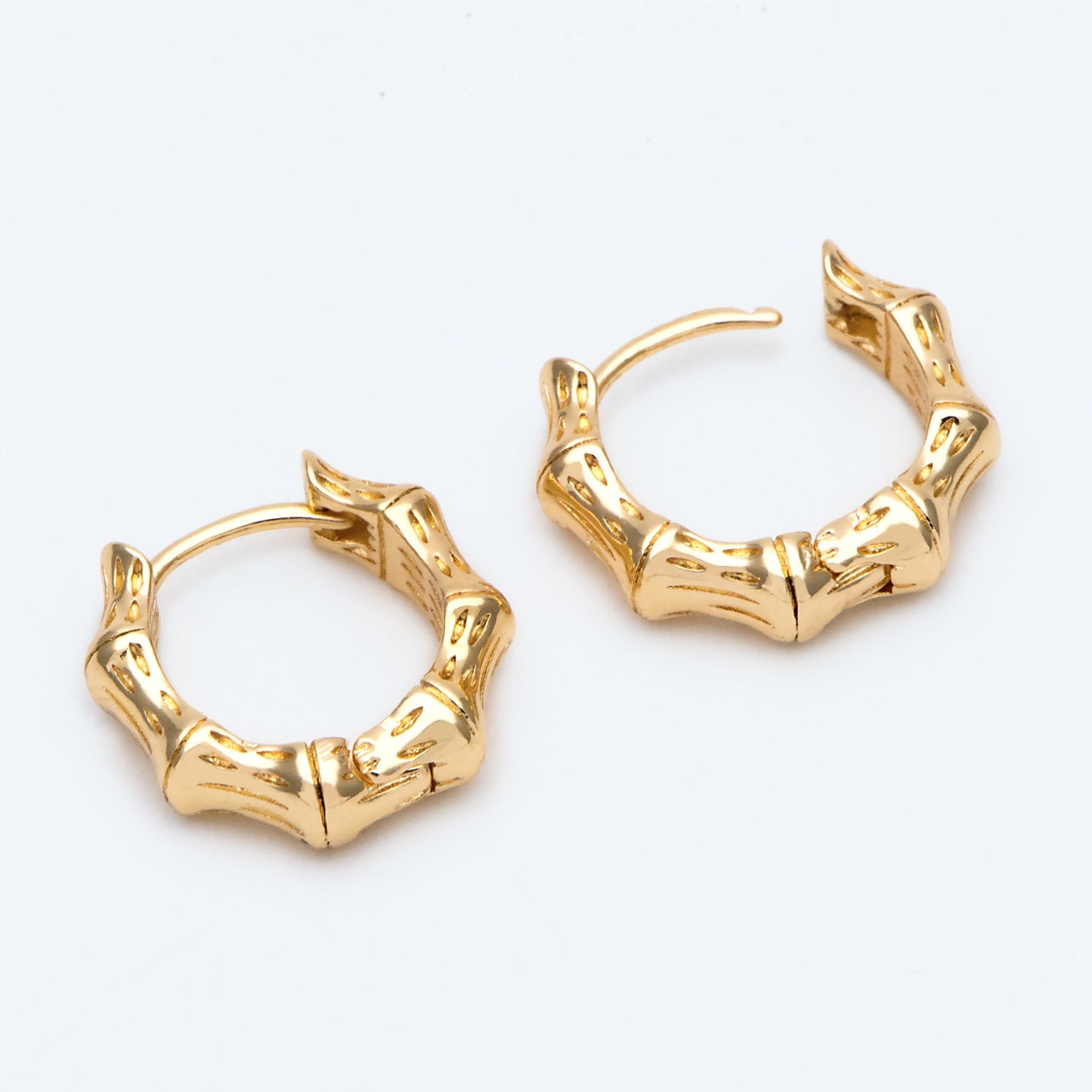 10pcs Gold Bamboo earrings, Bamboo hoop, Gold Hoops (GB-2604)