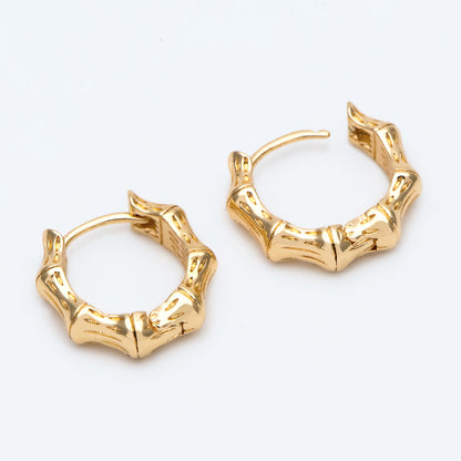 10pcs Gold Bamboo earrings, Bamboo hoop, Gold Hoops (GB-2604)