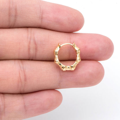 10pcs Gold Bamboo earrings, Bamboo hoop, Gold Hoops (GB-2604)
