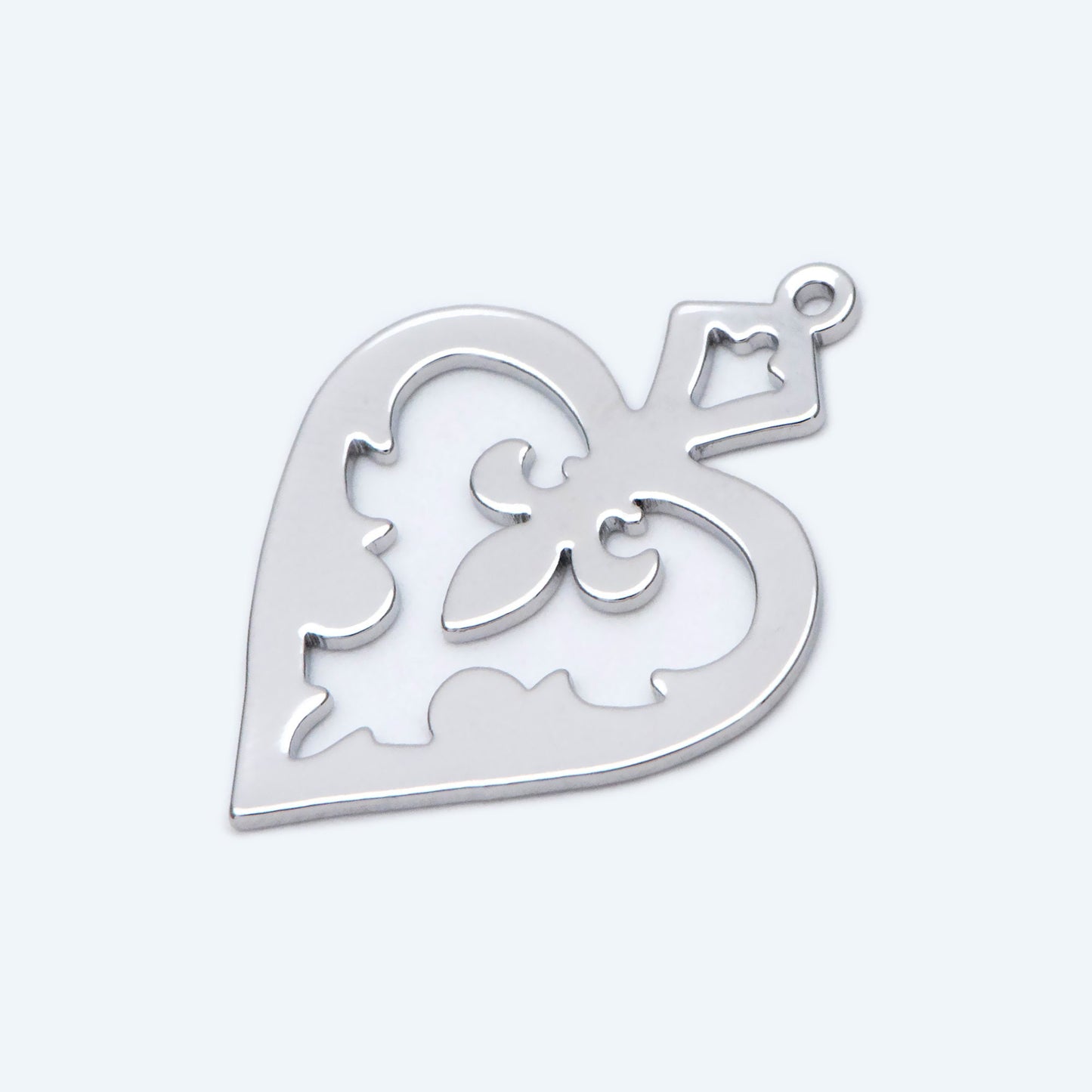 10pcs Silver tone Heart Charms 29x22mm, Rhodium plated Brass Heart Pendants (GB-1406-2)