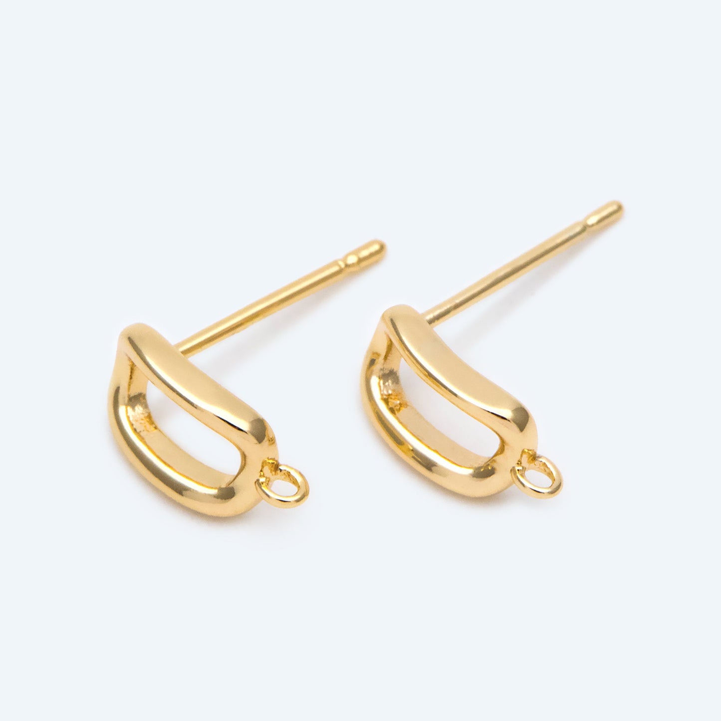 10pcs Rectangle Ear Posts with Loop, Stud Earrings Findings, Geometric Earring Components (GB-4129)