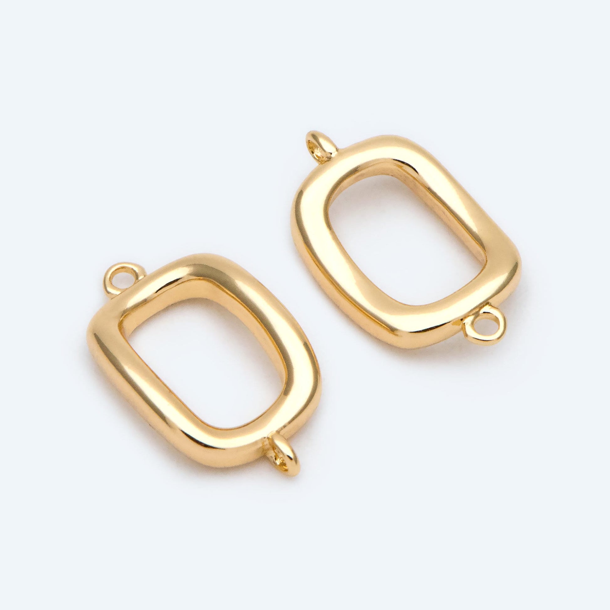 10pcs Gold Rectangle Link Charms, Real Gold plated Brass Geometric Connector Pendants (GB-2611)