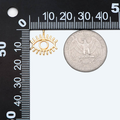 4pcs Evil Eye Charm, Real Gold plated Brass Eye Charms, Eye Pendants (GB-1819-K)